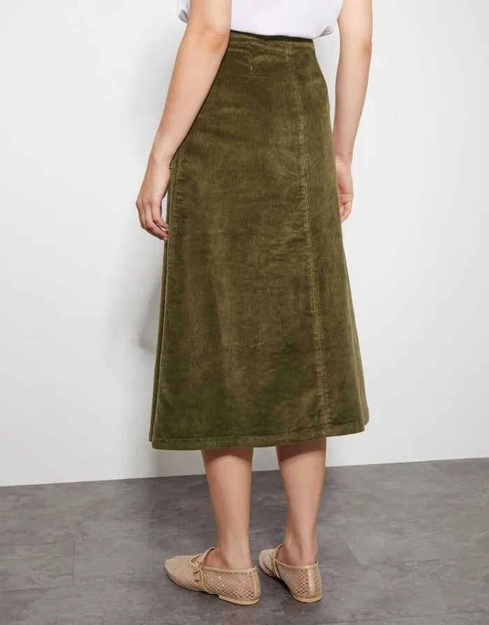 Monsoon Malika Cord Midi Skirt Green Women Skirts
