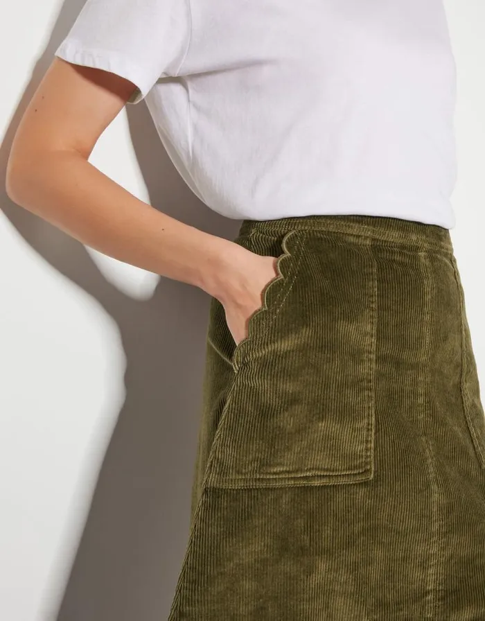 Monsoon Malika Cord Midi Skirt Green Women Skirts