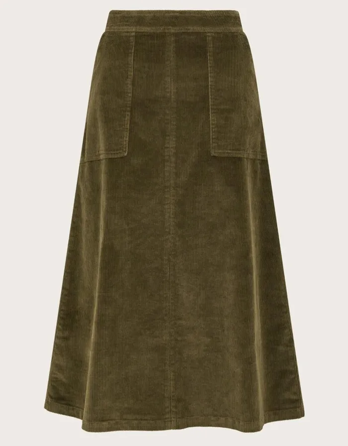 Monsoon Malika Cord Midi Skirt Green Women Skirts