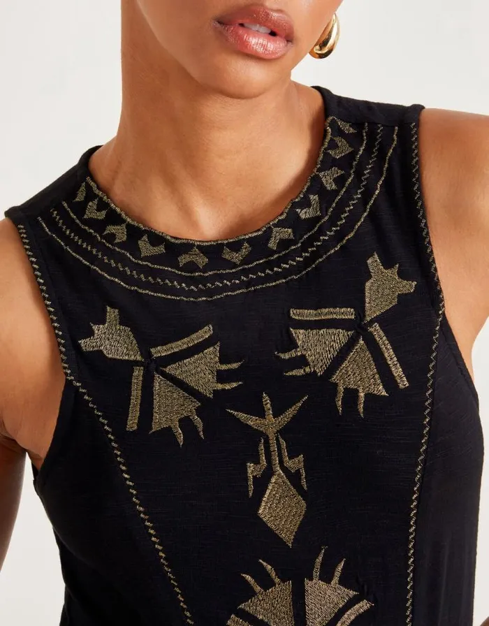 Monsoon Mimi Metallic Embroidered Midi Dress Black Women Midi Dresses Monsoon Mimi Metallic Embroidered Midi Dress Black Women Midi Dresses