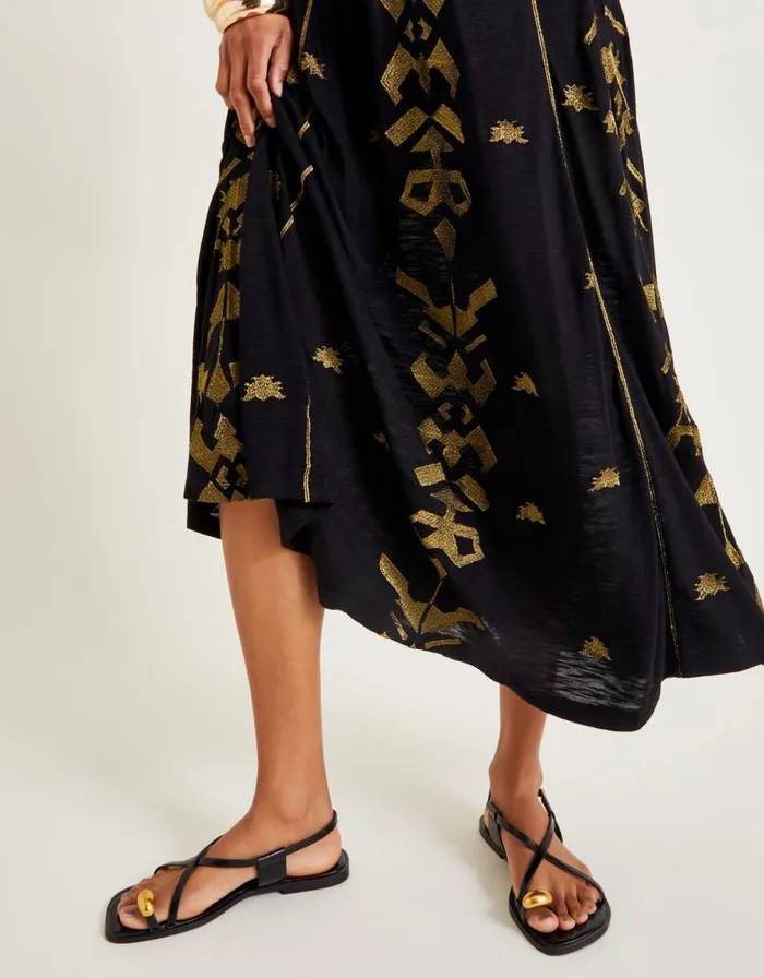 Monsoon Mimi Metallic Embroidered Midi Dress Black Women Midi Dresses Monsoon Mimi Metallic Embroidered Midi Dress Black Women Midi Dresses