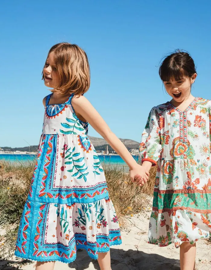 Monsoon MINI ME Border Tile Dress Ivory Children Dresses