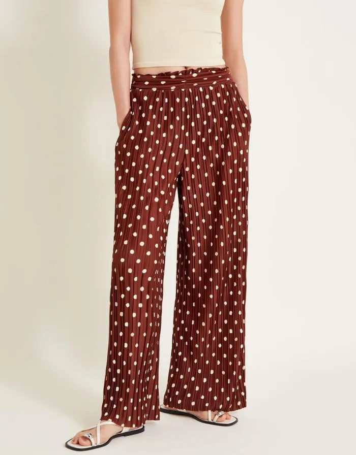 Monsoon Paris Spot Plisse Trousers Brown Women Casualwear Monsoon Paris Spot Plisse Trousers Brown Women Casualwear