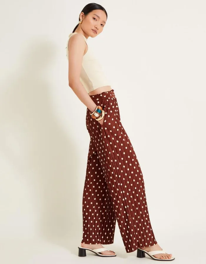 Monsoon Paris Spot Plisse Trousers Brown Women Casualwear Monsoon Paris Spot Plisse Trousers Brown Women Casualwear
