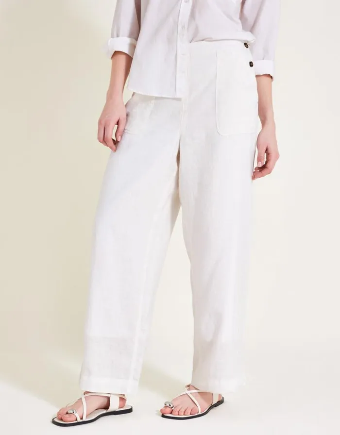 Monsoon Parker Linen Crop Trousers White Women Casualwear Monsoon Parker Linen Crop Trousers White Women Casualwear