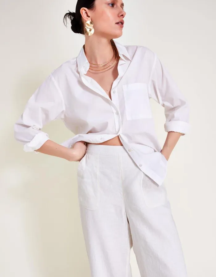 Monsoon Parker Linen Crop Trousers White Women Casualwear Monsoon Parker Linen Crop Trousers White Women Casualwear