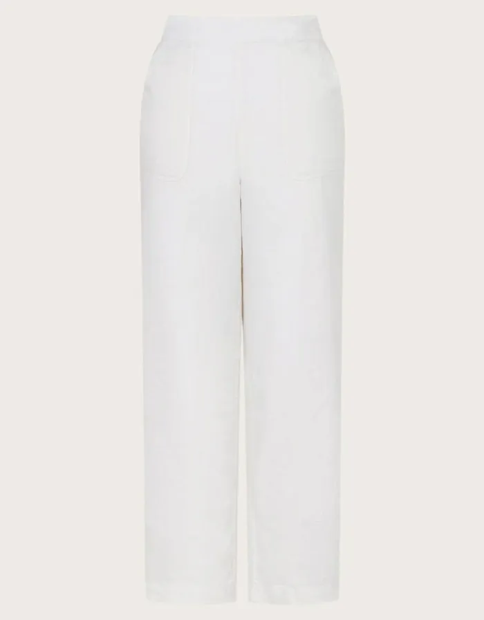 Monsoon Parker Linen Crop Trousers White Women Casualwear Monsoon Parker Linen Crop Trousers White Women Casualwear