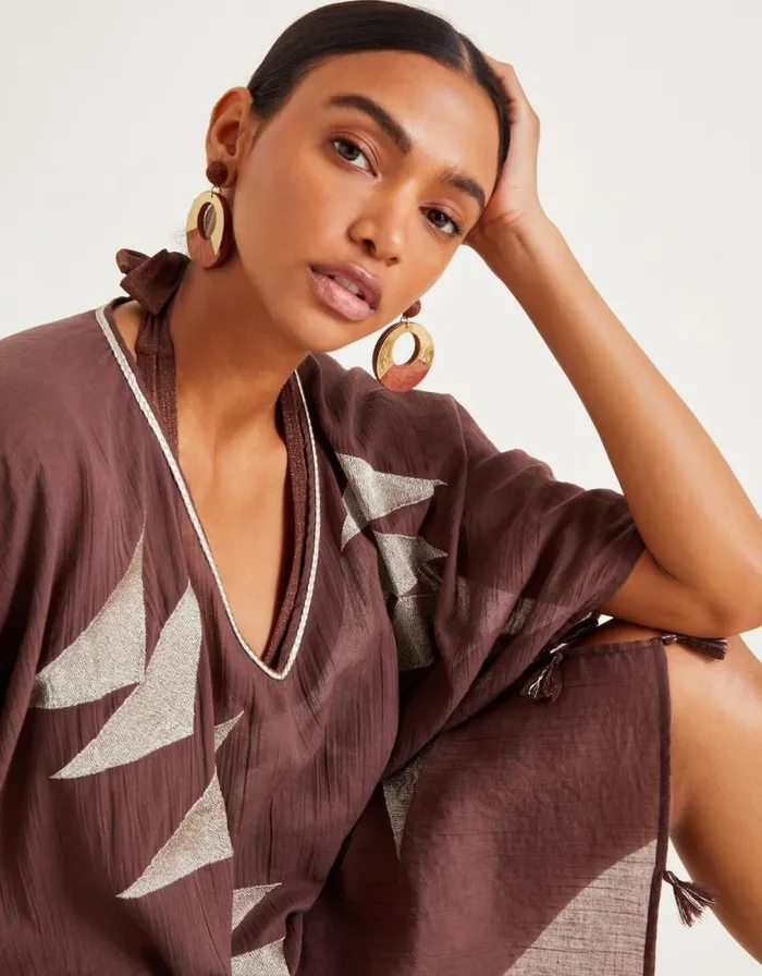 Monsoon Patti Embroidered Kaftan Brown Women Kaftans and Kimonos Monsoon Patti Embroidered Kaftan Brown Women Kaftans and Kimonos