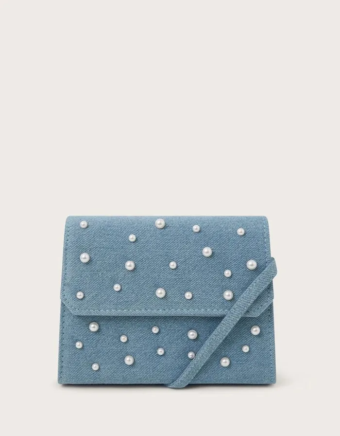 Monsoon Pearly Denim Bag Children Girls039 Bags and Purses