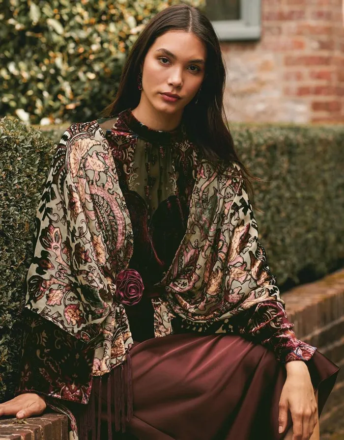 Monsoon Peri Paisley Devore Top Black Women Tops and Blouses