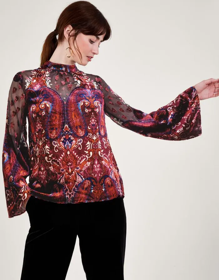 Monsoon Peri Paisley Devore Top Black Women Tops and Blouses Monsoon Peri Paisley Devore Top Black Women Tops and Blouses