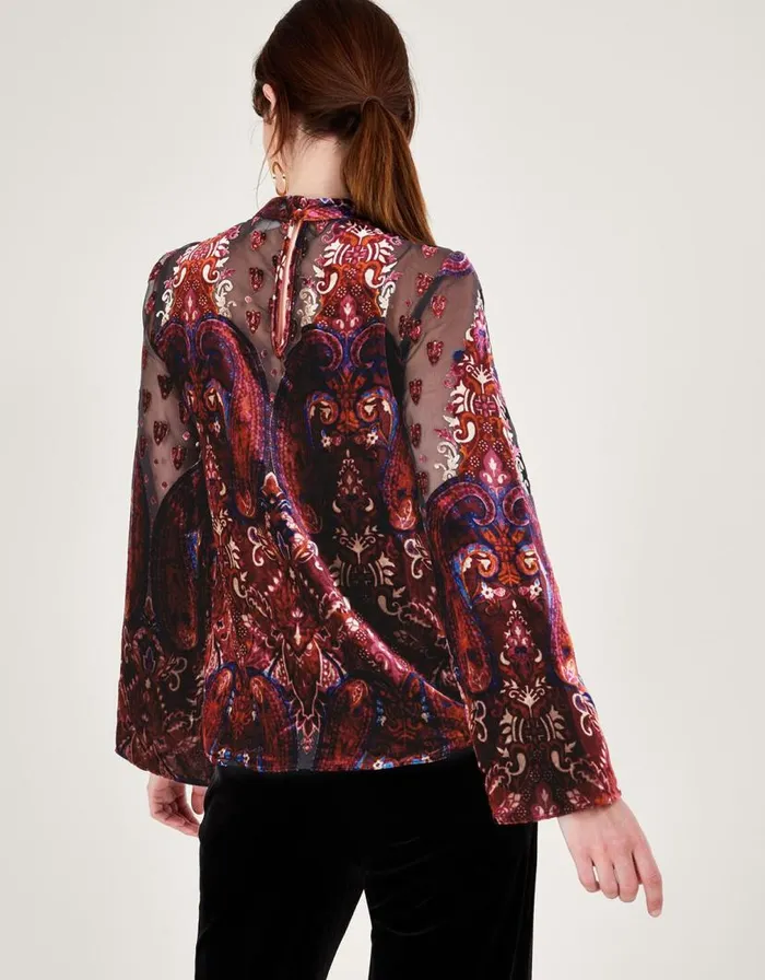 Monsoon Peri Paisley Devore Top Black Women Tops and Blouses Monsoon Peri Paisley Devore Top Black Women Tops and Blouses