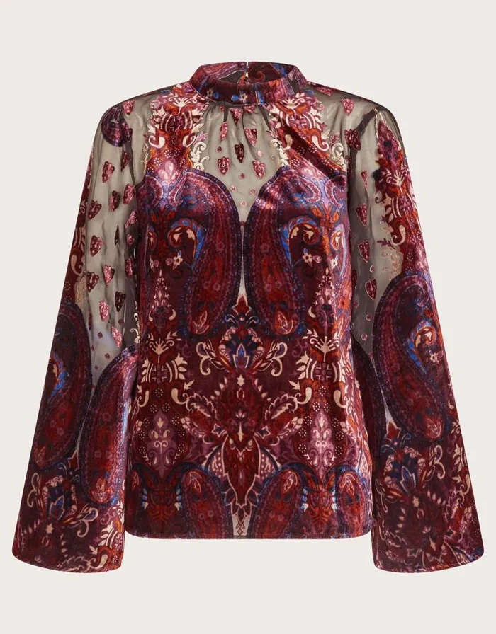 Monsoon Peri Paisley Devore Top Black Women Tops and Blouses Monsoon Peri Paisley Devore Top Black Women Tops and Blouses