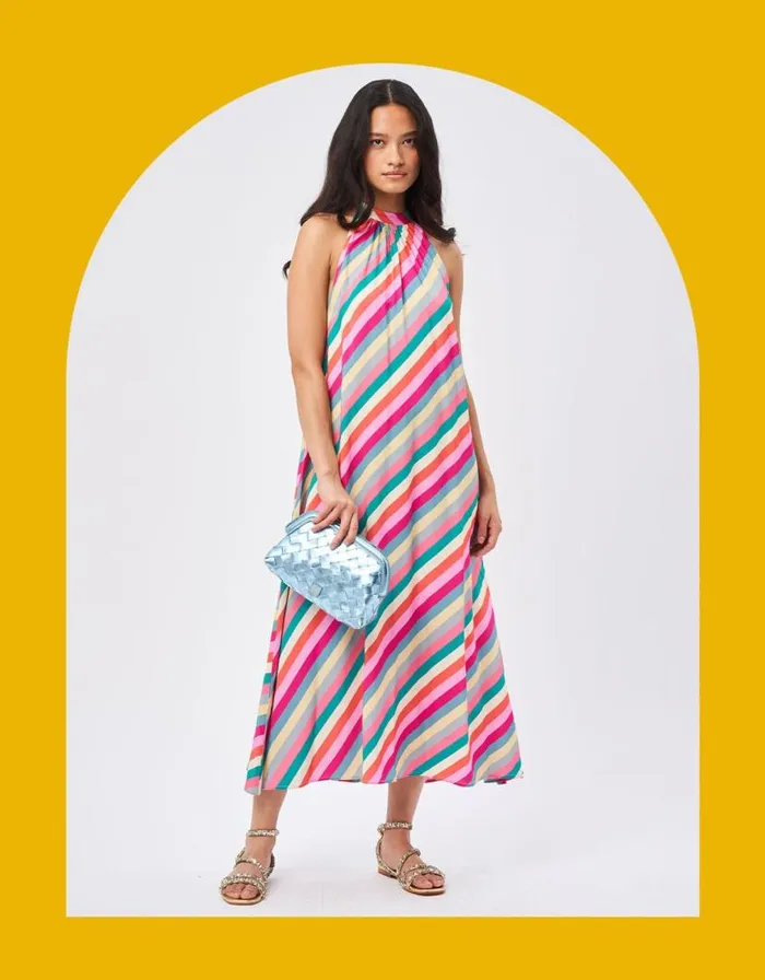 Monsoon Petite Mendigote Stripe Midi Dress Multi Women Summer Dresses