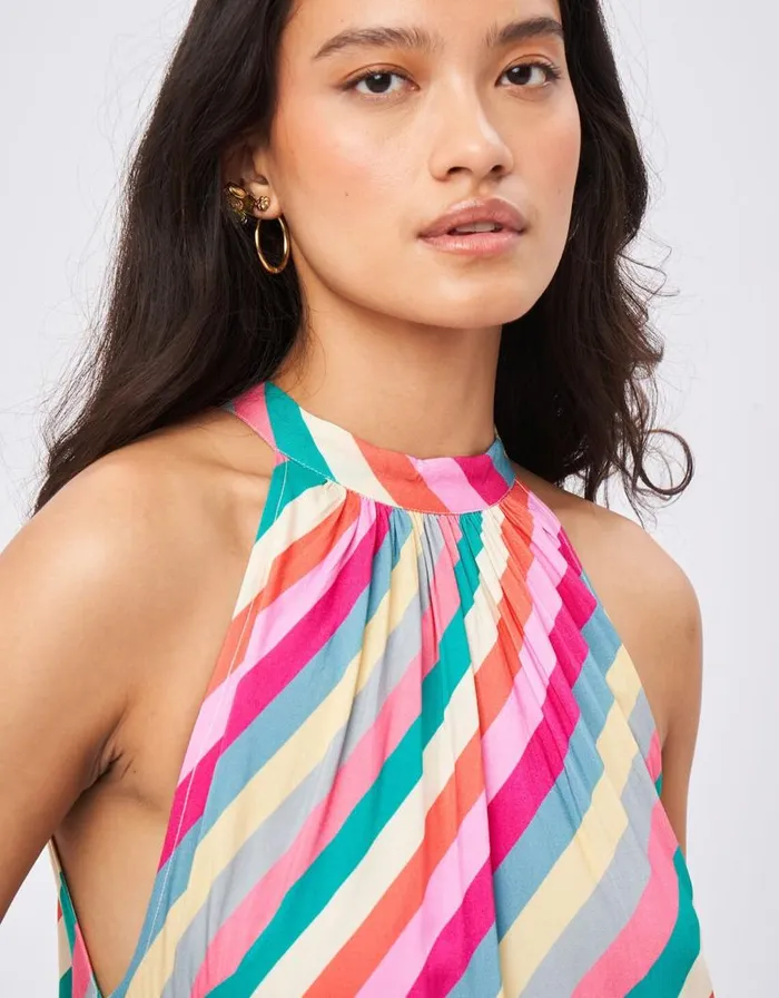 Monsoon Petite Mendigote Stripe Midi Dress Multi Women Summer Dresses