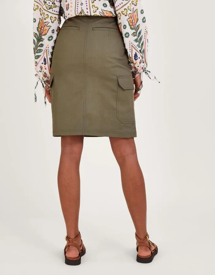 Monsoon Plain Longline Cargo Skirt Green Women Skirts Monsoon Plain Longline Cargo Skirt Green Women Skirts
