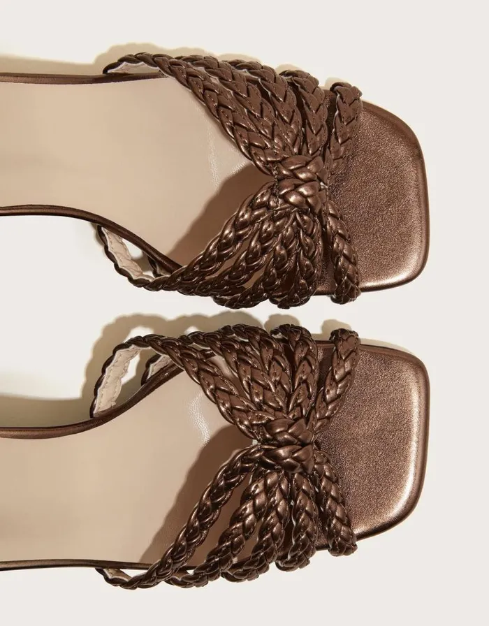 Monsoon Plaited Block Heel Sandals Bronze Women Sandals