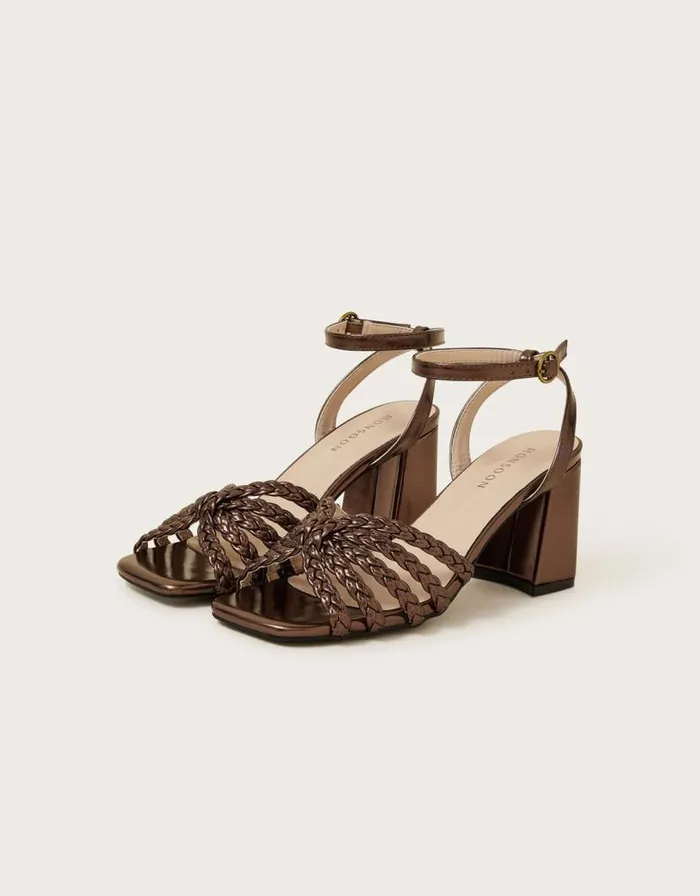 Monsoon Plaited Block Heel Sandals Bronze Women Sandals Monsoon Plaited Block Heel Sandals Bronze Women Sandals