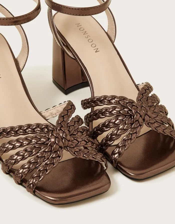 Monsoon Plaited Block Heel Sandals Bronze Women Sandals Monsoon Plaited Block Heel Sandals Bronze Women Sandals