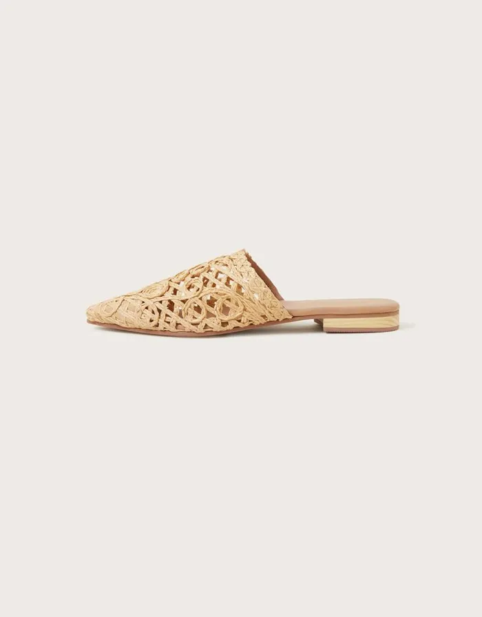 Monsoon Pointed Toe Raffia Mules Natural Women Sandals Monsoon Pointed Toe Raffia Mules Natural Women Sandals