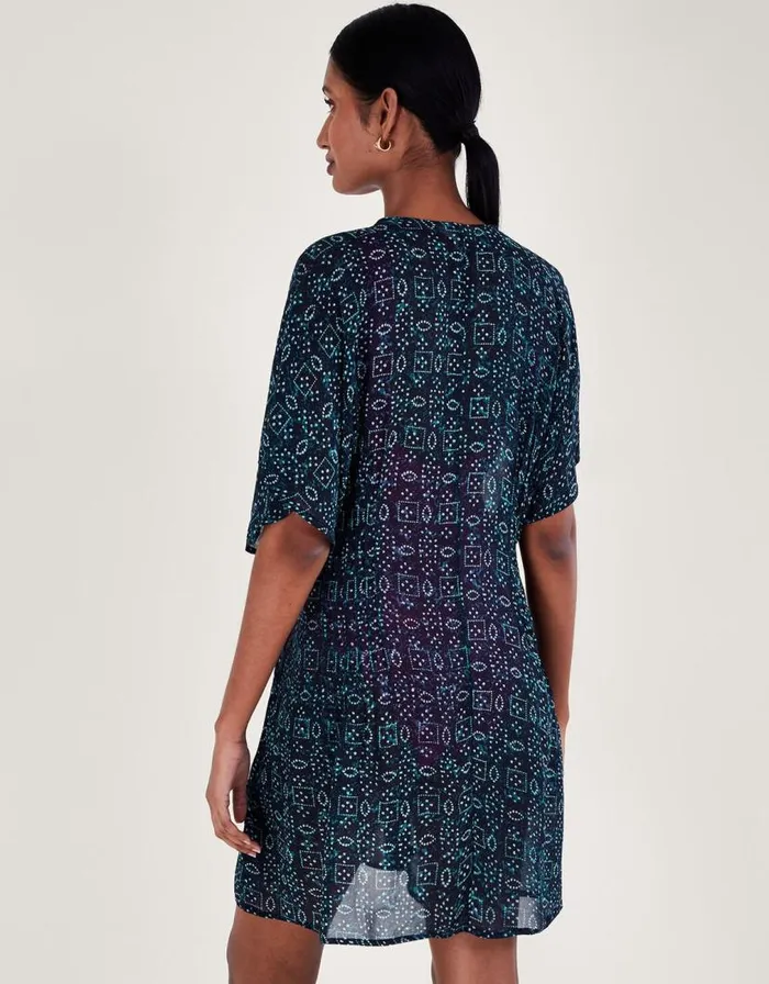 Monsoon Print Embroidered Kaftan Blue Women Beachwear and Swimwear Monsoon Print Embroidered Kaftan Blue Women Beachwear and Swimwear