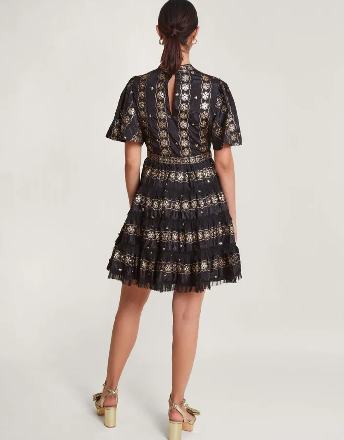 Monsoon Raelyn Embellished Ruffle Dress Black Women Occasionwear Monsoon Raelyn Embellished Ruffle Dress Black Women Occasionwear