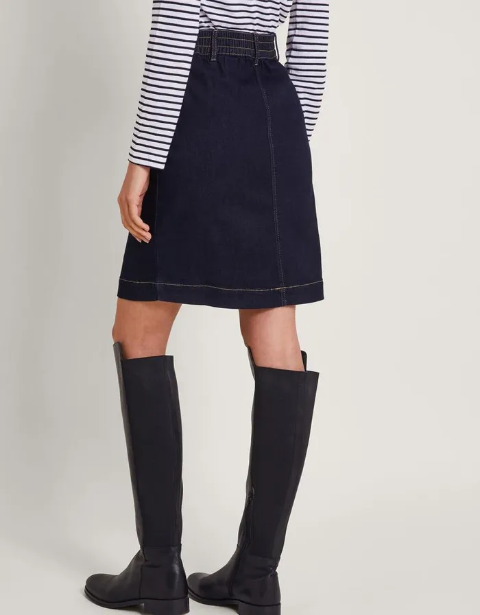 Monsoon Rosa Button Denim Skirt Blue Women Skirts Monsoon Rosa Button Denim Skirt Blue Women Skirts