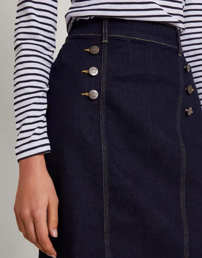 Monsoon Rosa Button Denim Skirt Blue Women Skirts Monsoon Rosa Button Denim Skirt Blue Women Skirts