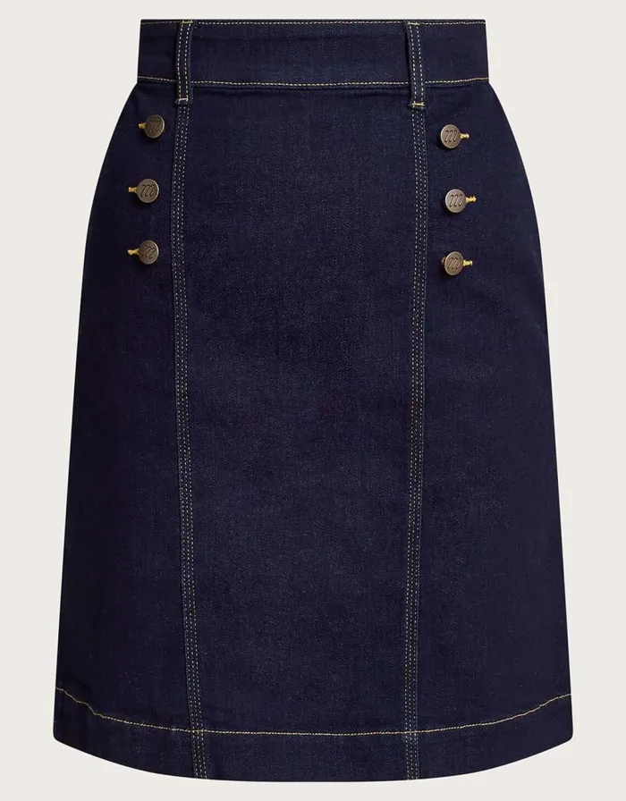 Monsoon Rosa Button Denim Skirt Blue Women Skirts Monsoon Rosa Button Denim Skirt Blue Women Skirts