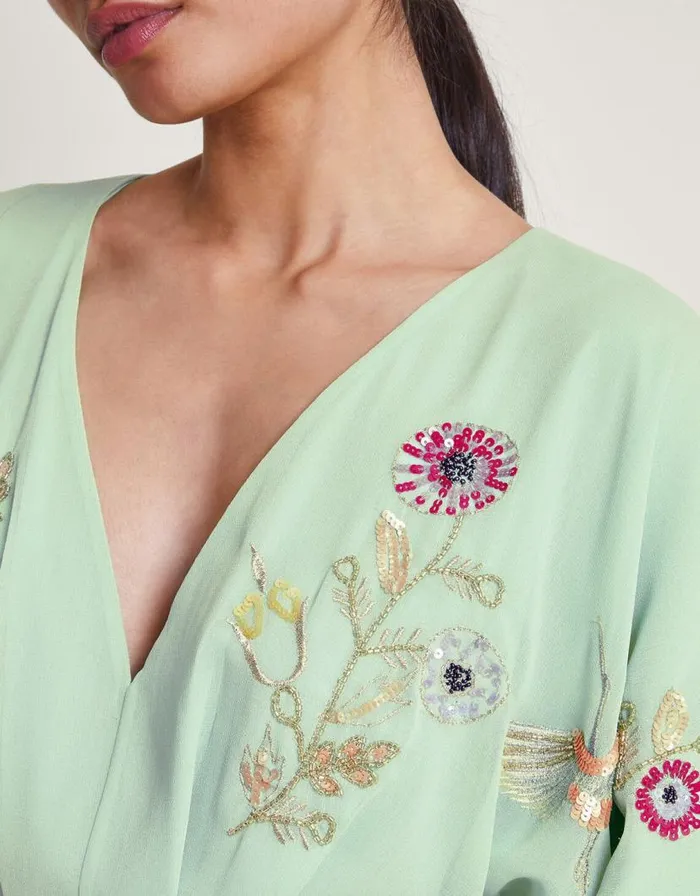 Monsoon Rosalie HandEmbellished Dress Green Women Occasionwear Monsoon Rosalie HandEmbellished Dress Green Women Occasionwear