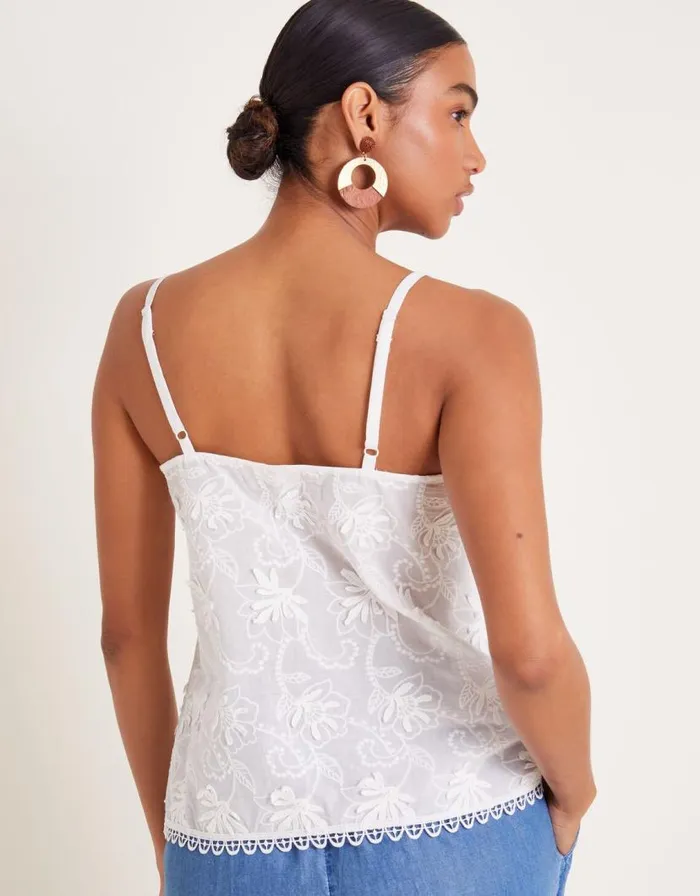 Monsoon Rosie Embroidered Cami Top White Women Tops and Blouses Monsoon Rosie Embroidered Cami Top White Women Tops and Blouses