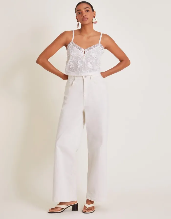 Monsoon Rosie Embroidered Cami Top White Women Tops and Blouses Monsoon Rosie Embroidered Cami Top White Women Tops and Blouses