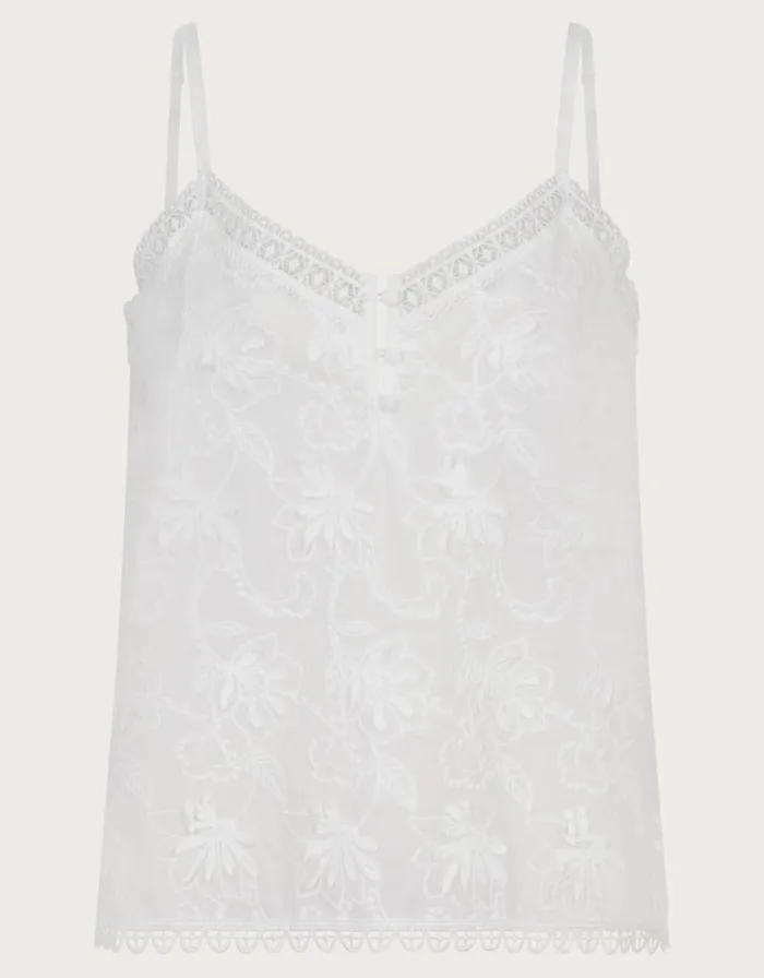 Monsoon Rosie Embroidered Cami Top White Women Tops and Blouses Monsoon Rosie Embroidered Cami Top White Women Tops and Blouses