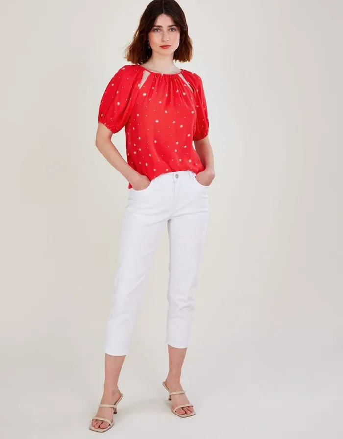 Monsoon Sami Spot CutOut Top Red Women Tops and Blouses Monsoon Sami Spot CutOut Top Red Women Tops and Blouses