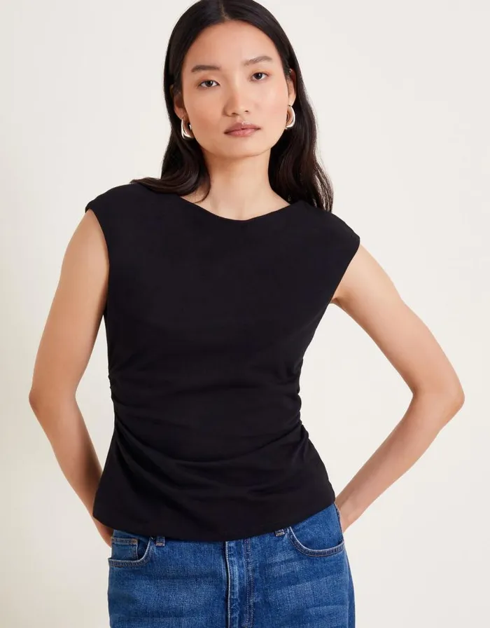 Monsoon Sandy Slash Cami Top Black Women Tops and Blouses