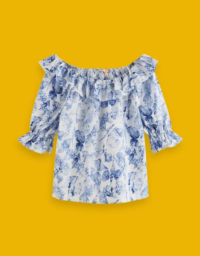 Monsoon Scotch And Soda OffShoulder Top Blue Women Tops and Blouses