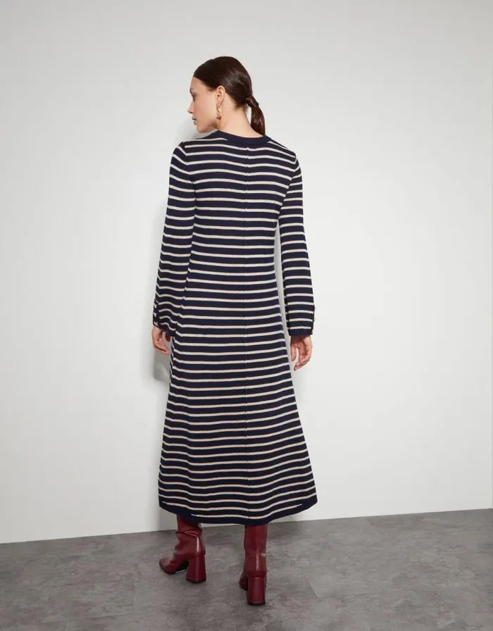 Monsoon Shaw Stripe Midi Jumper Dress Blue Women Day Dresses Monsoon Shaw Stripe Midi Jumper Dress Blue Women Day Dresses