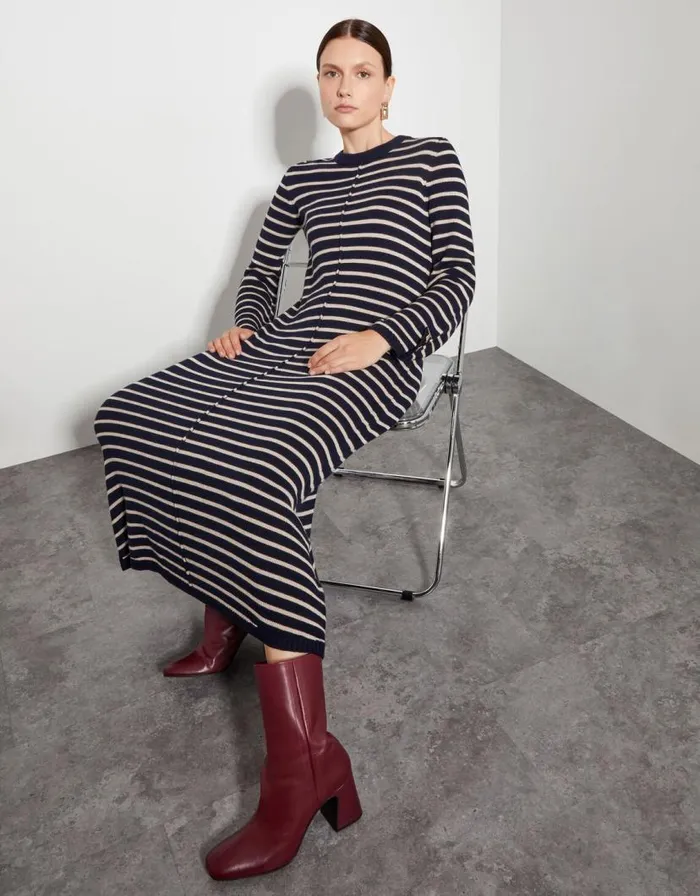 Monsoon Shaw Stripe Midi Jumper Dress Blue Women Day Dresses Monsoon Shaw Stripe Midi Jumper Dress Blue Women Day Dresses