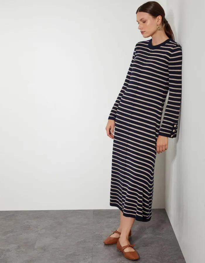 Monsoon Shaw Stripe Midi Jumper Dress Blue Women Day Dresses Monsoon Shaw Stripe Midi Jumper Dress Blue Women Day Dresses