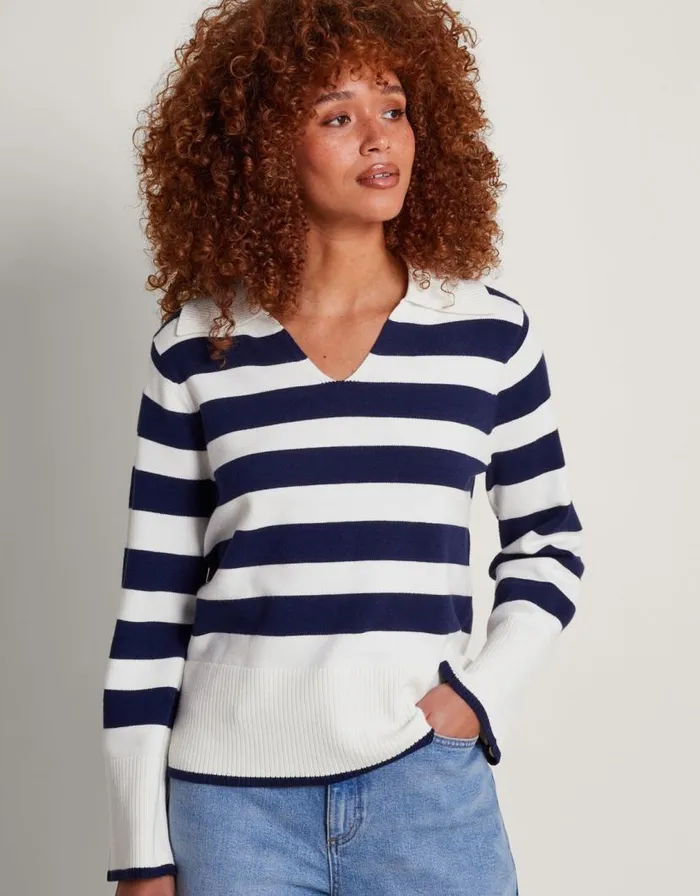 Monsoon Shay Stripe Jumper Ivory Women Tops and Blouses