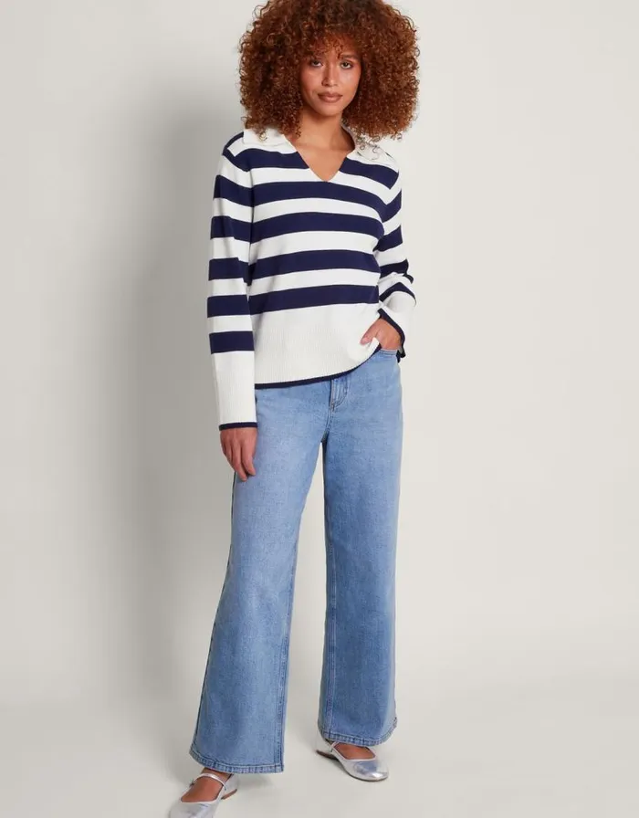Monsoon Shay Stripe Jumper Ivory Women Tops and Blouses Monsoon Shay Stripe Jumper Ivory Women Tops and Blouses
