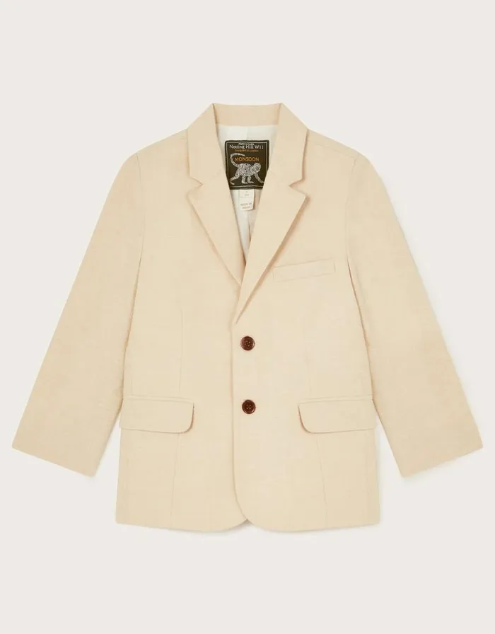 Monsoon Smart Pocket Detail Blazer Natural Children Suits and Sets