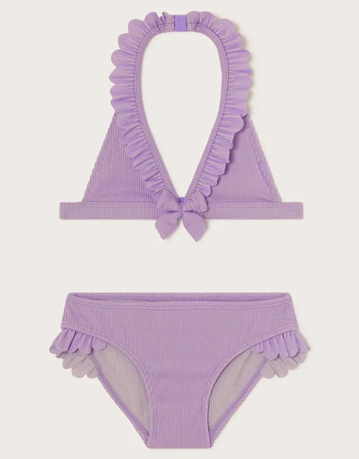Monsoon Sparkle Rib Halter Bikini Set Purple Children Beachwear and Swimwear