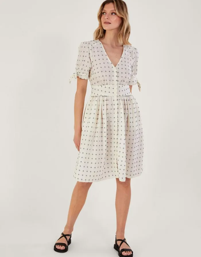 Monsoon Spot Short Dress White Women Day Dresses