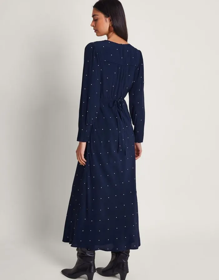 Monsoon Stella Spot Dress Blue Women Occasionwear Monsoon Stella Spot Dress Blue Women Occasionwear