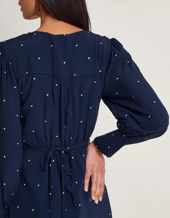 Monsoon Stella Spot Dress Blue Women Occasionwear Monsoon Stella Spot Dress Blue Women Occasionwear