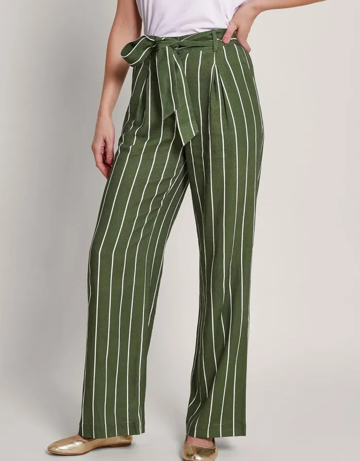 Monsoon Susan Stripe Trousers Green Women Trousers and Jeans Monsoon Susan Stripe Trousers Green Women Trousers and Jeans