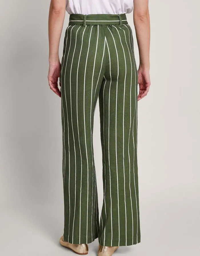 Monsoon Susan Stripe Trousers Green Women Trousers and Jeans Monsoon Susan Stripe Trousers Green Women Trousers and Jeans