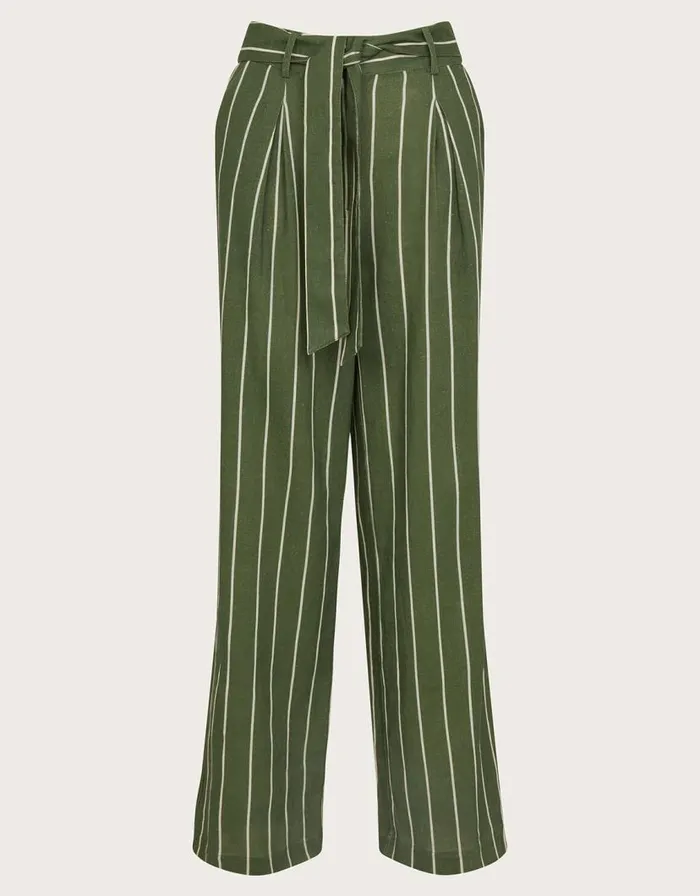 Monsoon Susan Stripe Trousers Green Women Trousers and Jeans Monsoon Susan Stripe Trousers Green Women Trousers and Jeans