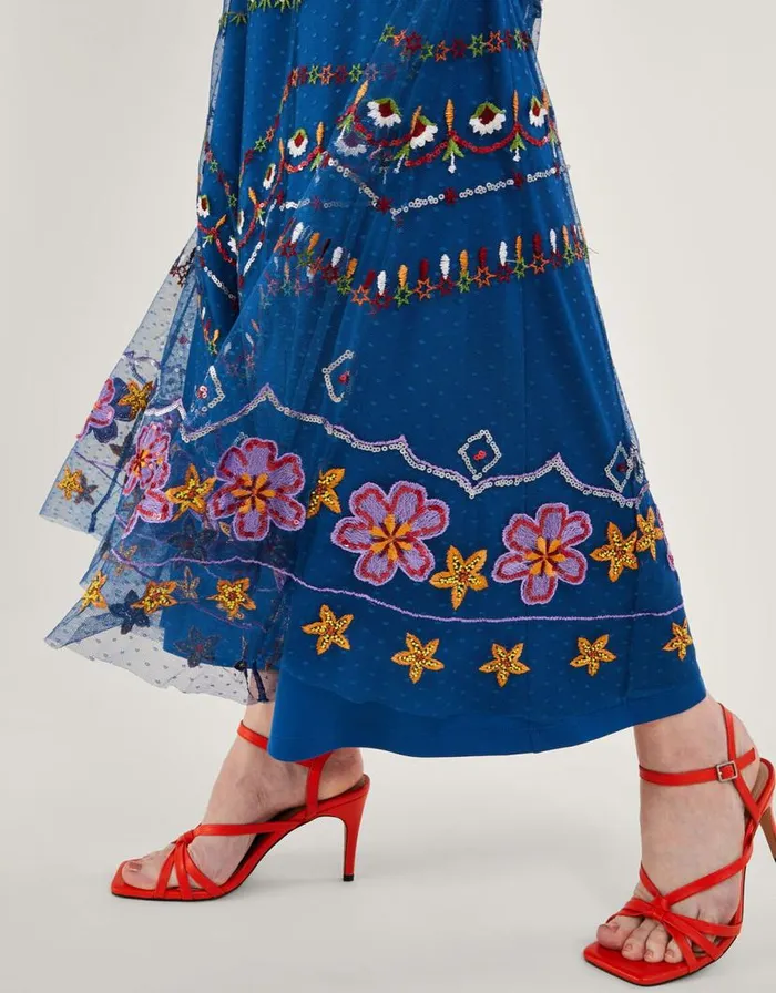 Monsoon Theodora Embroidered Maxi Dress Blue Women Occasionwear Monsoon Theodora Embroidered Maxi Dress Blue Women Occasionwear